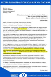 Lettre de motivation pompier volontaire : Guide complet avec exemples concrets