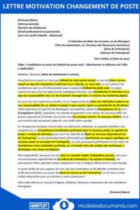 Lettre de motivation changement de poste : exemples et conseils