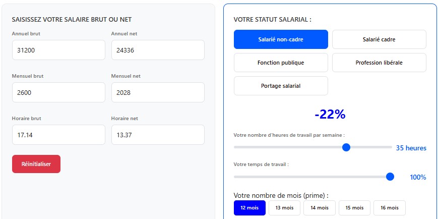 salaire 2600 euros brut en net