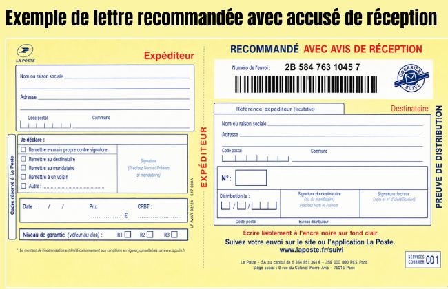 Exemple de lettre recommandée avec accusé de réception