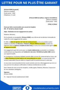 Lettre pour ne plus être garant : modèle, conditions et exemple