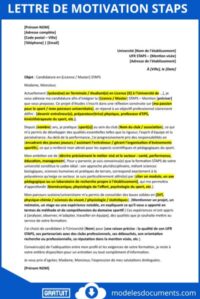 Exemple de lettre de motivation STAPS Parcoursup : guide complet