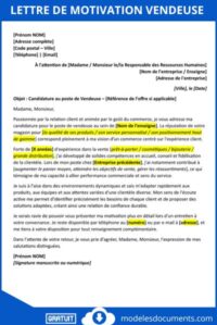 Exemple lettre de motivation vendeuse / vendeur : conseils pour réussir
