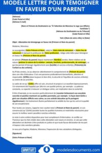Modèle lettre pour témoigner en faveur d’un parent : exemples et conseils