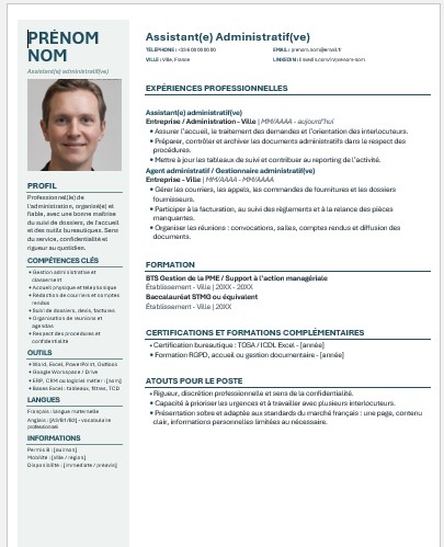 CV de Modele deux colonnes