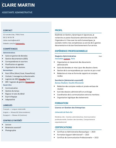 CV modele classique