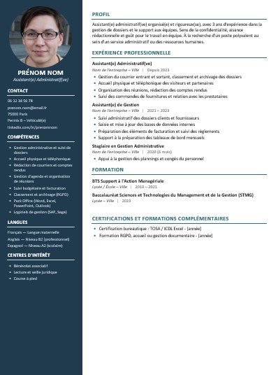 CV modele deux colonnes