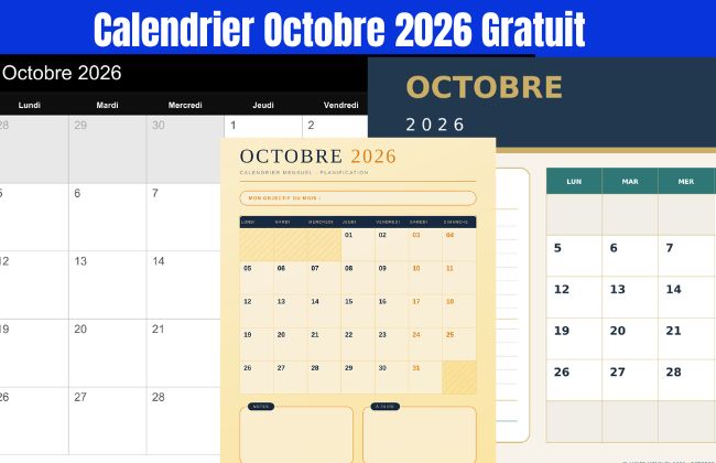 Calendrier Octobre 2026 Gratuit