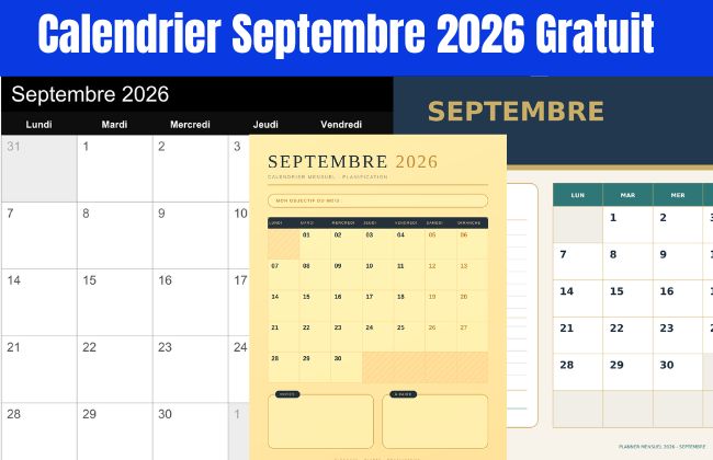Calendrier Septembre 2026 Gratuit
