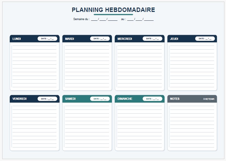 Planning hebdomadaie modele