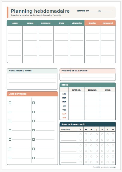 Planning hebdomadaire