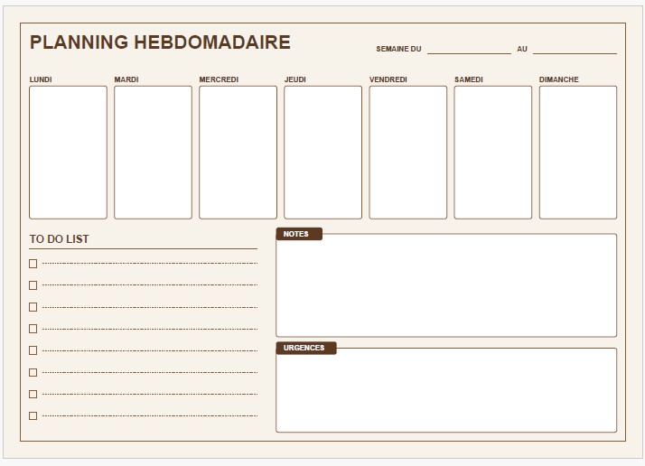 Planning semaine