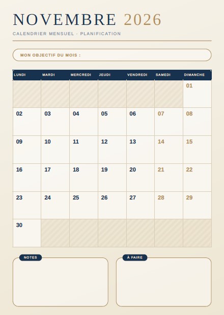 calendrier de novembre 2026
