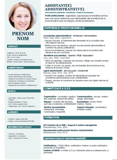 modele cv a deux colonnes